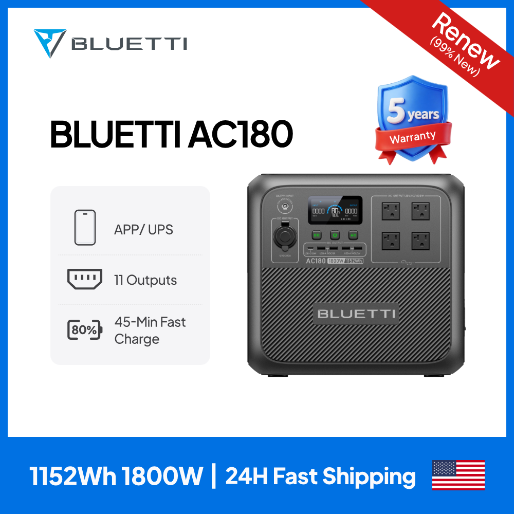 【RENEW】BLUETTI AC180 Solar Por - Solar Powered Charger recension och pris