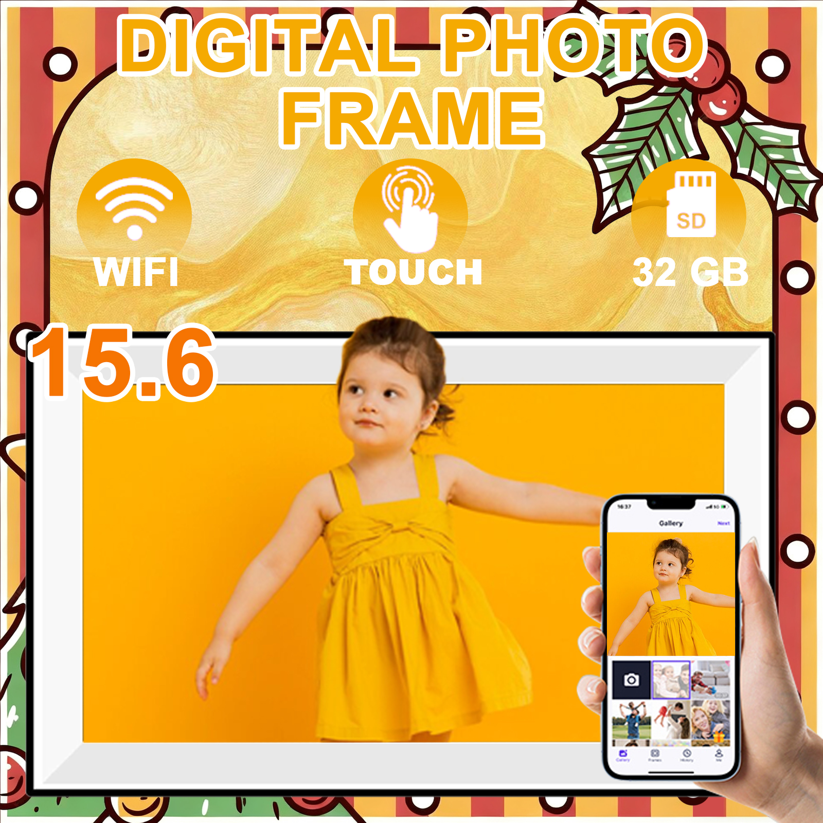 15.6 inch built in 32GB WiFi L - Digital Photo Frame Wifi recension och pris